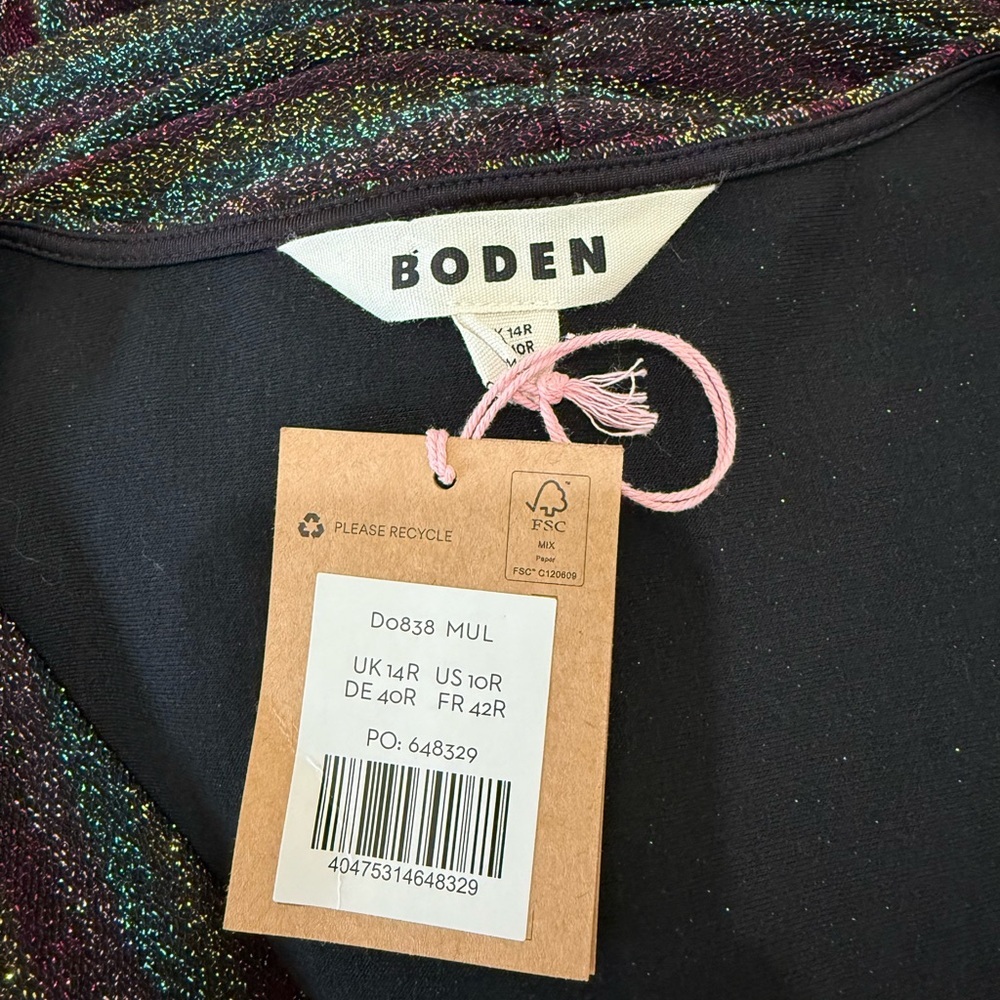 NWT Boden Metallic Burgundy Multi Stripe Long Sleeve Sweater Dress Size 10R - Picture 8 of 9